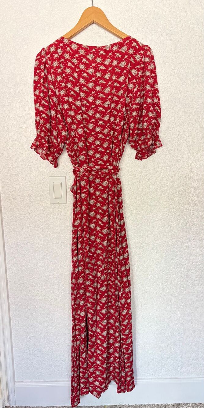 Natural Life Sophia Ditsy Floral Boho Wrap Maxi Dress in Red Size L - Picture 5 of 12